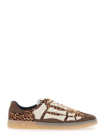 Amiri Pacific Bones Brown Low-top Sneaker With Logo Patch On The Tongue And Leopard Print In Suede Man In Animal Print