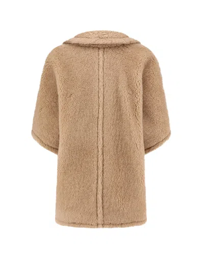 Max Mara Alpaca And Cashmere Teddy Fabric Cape In Metallic