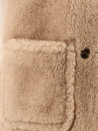 Max Mara Alpaca And Cashmere Teddy Fabric Cape In Metallic