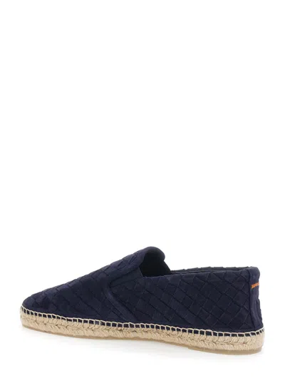 Castaã±er Java Blue Espadrillas With Contrasting Stitching And Pull-tab At The Heel In Suede Man In Multi