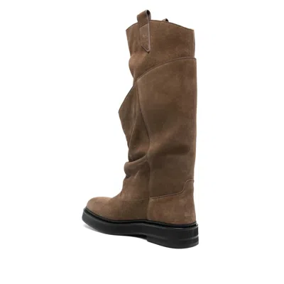 Attico Robin Passeggiata Suede Knee-high Boots In Brown