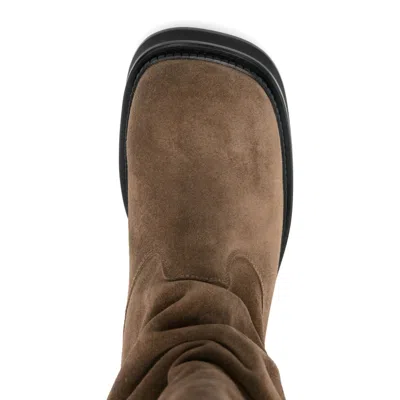 Attico Robin Passeggiata Suede Knee-high Boots In Brown