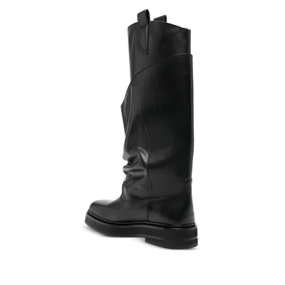 Attico Passeggiata Black Boots With Heel-tab And Rubber Sole In Leather Woman