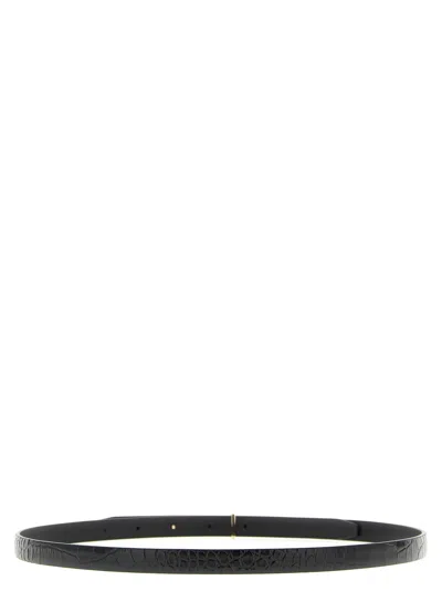 Tom Ford Slim T Leather Belt In Black