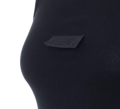 Mm6 Maison Margiela Numeric Logo Patch Stretch Cotton Tank In Blue