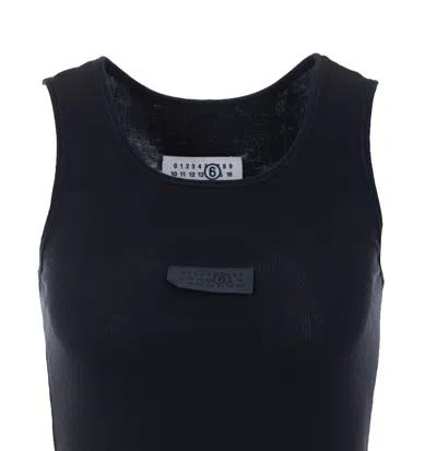 Mm6 Maison Margiela Numeric Logo Patch Stretch Cotton Tank In Blue
