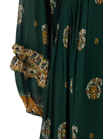 Farm Rio Ayla Green Maxi Dress With All-over Floral Motif In Viscose Woman