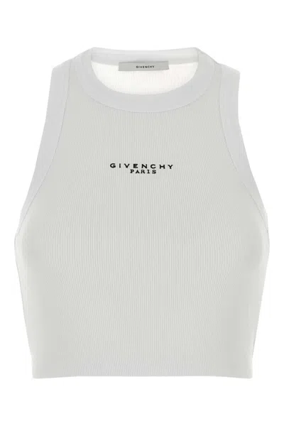 Givenchy White Sleeveless Top With Logo Lettering On The Front In Cotton Stretch Woman In White