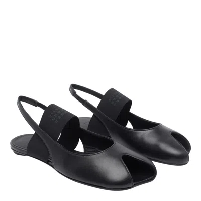 Mm6 Maison Margiela Logo Detailed Open-toe Slingback Sandals In Black