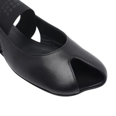 Mm6 Maison Margiela Logo Detailed Open-toe Slingback Sandals In Black