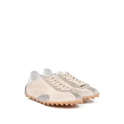 Maison Margiela Sprinters Beige Sneaker With Insert Design And Notched Sole In Leather Woman In Multi