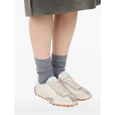 Maison Margiela Sprinters Beige Sneaker With Insert Design And Notched Sole In Leather Woman In Multi