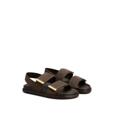 Tod's Leather Slingback Sandals Open Toe Design In Brown