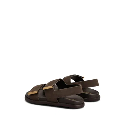 Tod's Leather Slingback Sandals Open Toe Design In Brown