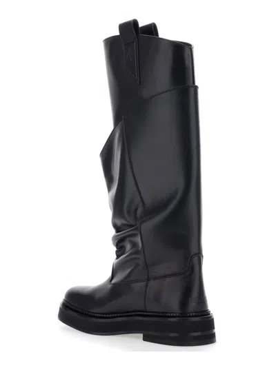 Attico Passeggiata Black Boots With Heel-tab And Rubber Sole In Leather Woman