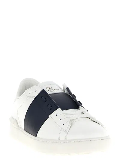 Valentino Garavani Open Leather Sneakers With Contrast Band And Stud Details Shoes In White