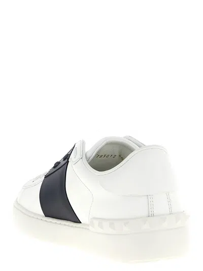 Valentino Garavani Open Leather Sneakers With Contrast Band And Stud Details Shoes In White
