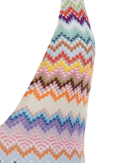 Missoni Multicolor One-piece Swimsuit With V-neck And All-over Zig-zag Motif In Stretch Viscose Blend Woman
