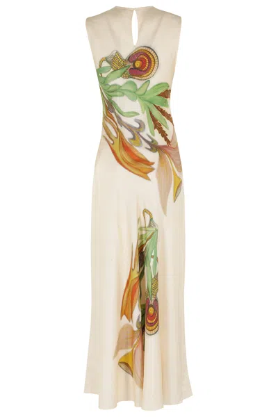 Ulla Johnson Gaea Paneled Printed Silk-satin Midi Dress In Neutral
