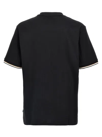 Hugo Boss Cotton-jersey T-shirt With Signature-stripe Cuffs In Dark Blue