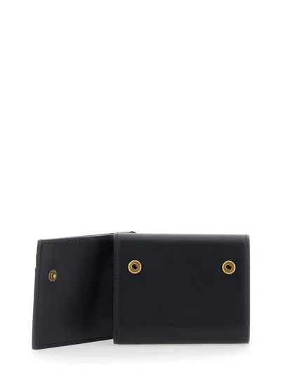 Pinko Saddle Black Wallet With Logo Detail On The Front In Leather Woman In Black