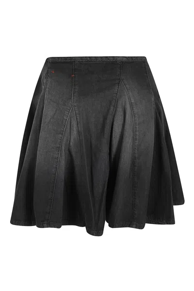 Diesel De-spiki-s Short Denim Skirt With Washed-out Effect In Black