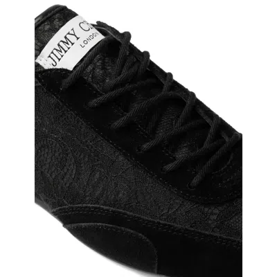 Jimmy Choo Sunny Leather-trimmed Suede And Lace Sneakers In Black