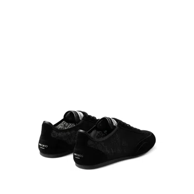 Jimmy Choo Sunny Leather-trimmed Suede And Lace Sneakers In Black