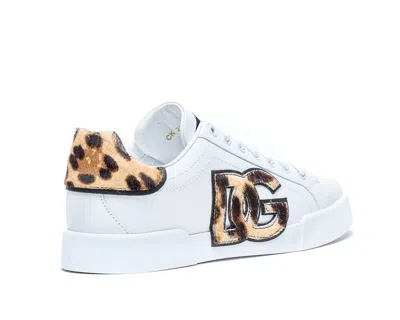 Dolce & Gabbana Portofino Light Strobel Nappa Calfskin Sneakers In White