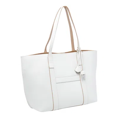 Hogan Script Shopping Tote Bag Top Handles Strap In White