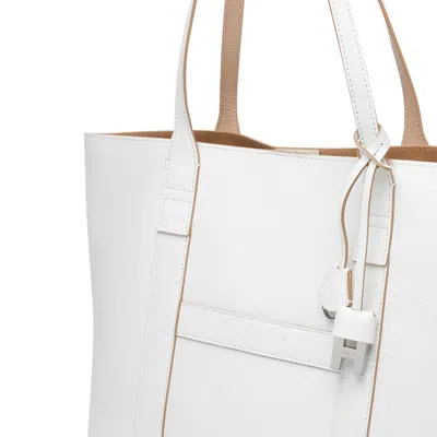 Hogan Script Shopping Tote Bag Top Handles Strap In White