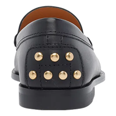 Tod's Black Loafers With Embossed Logo And Stud Details On The Back In Leather Woman