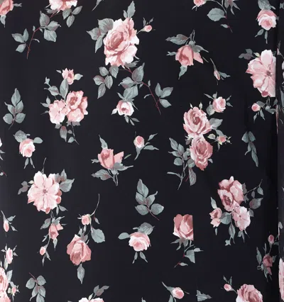 Dolce & Gabbana Women Black Dress With Round Neckline And All-over Floral Motif In Silk Blend Woman