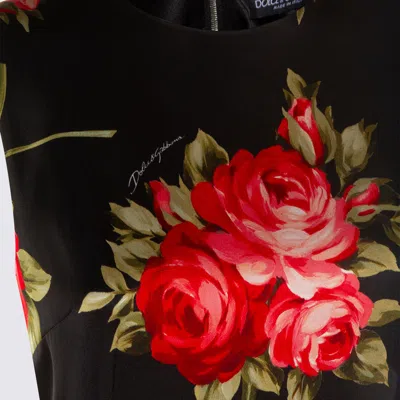 Dolce & Gabbana Women Black Dress With All-over Floral Print In Silk Woman In Multi