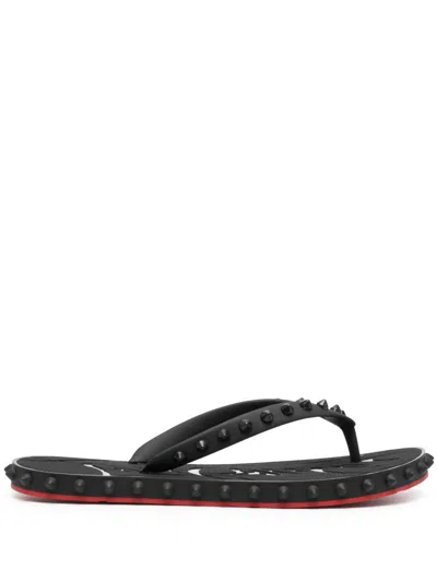 Christian Louboutin Studded Rubber Sole Open Toe Sandals In Black