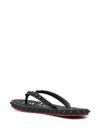 Christian Louboutin Studded Rubber Sole Open Toe Sandals In Black