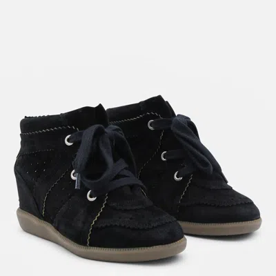 Isabel Marant Bobby Suede Wedge Sneakers In Black