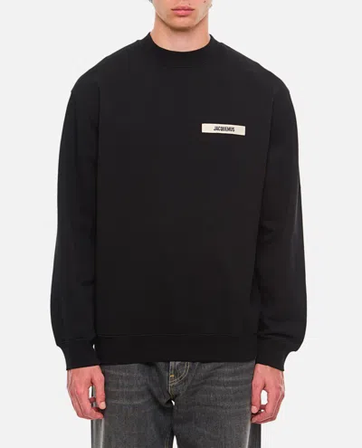 Jacquemus Relaxed Fit Long-sleeve Shirt With Minimalist Patch Detail In Black