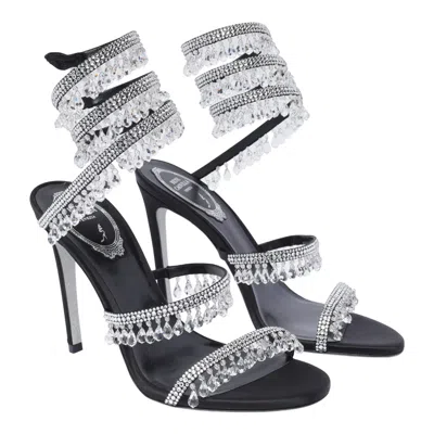 René Caovilla Chandelier 105 Rhinestone Embellished Sandals In Black
