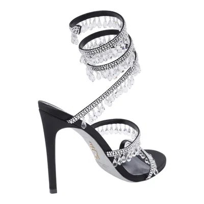 René Caovilla Chandelier 105 Rhinestone Embellished Sandals In Black