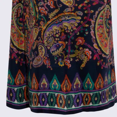 Etro Women Blue Paisley-print Habotai Silk Tunic Short Dress In Multi