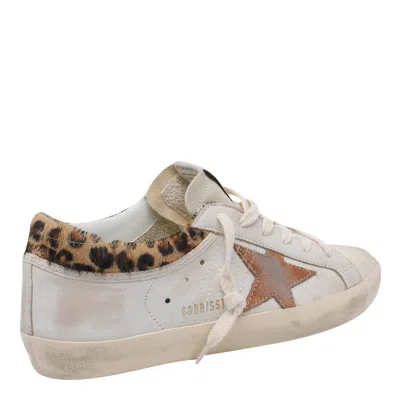 Golden Goose Super Star Leather Upper Horsy Leo Printed Collar Suede Star Sneakers White In Neutral