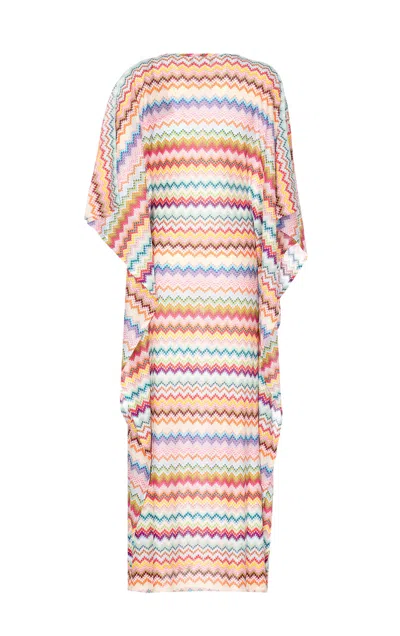 Missoni Long Caftan Cover-up With Micro Pixel-effect Zigzag Pattern In Multi