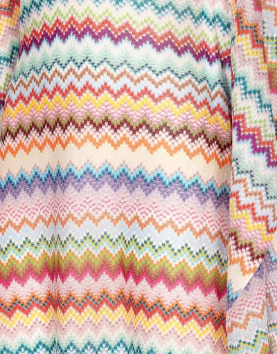 Missoni Long Caftan Cover-up With Micro Pixel-effect Zigzag Pattern In Multi