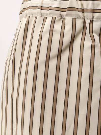 Max Mara Wide-fit Striped Cotton And Silk Canvas Trousers In Brown