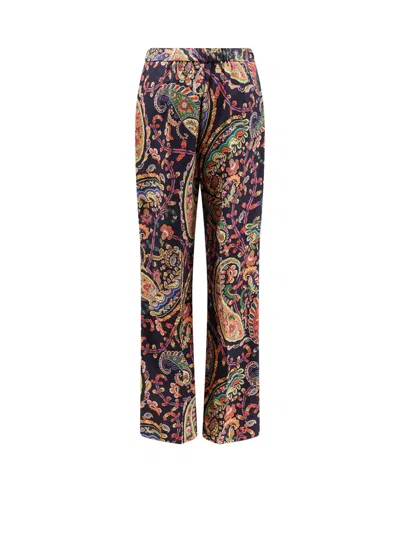 Etro Womens Bootcut Trousers Paisley Pattern In Blue