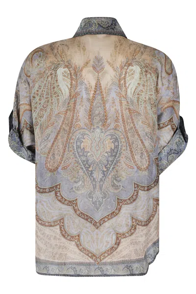 Zimmermann Wanderlust Multicolor Shirt With Classic Collar And All-over Print In Silk Woman