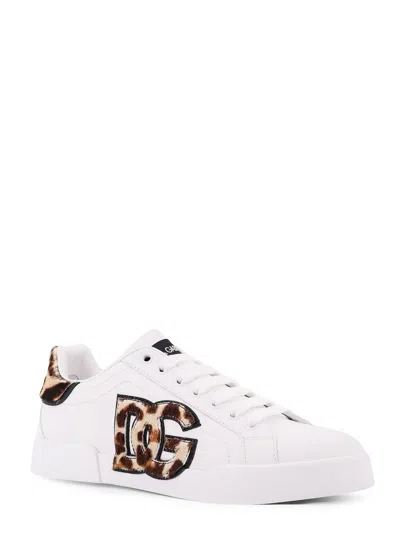 Dolce & Gabbana Portofino Light Strobel Nappa Calfskin Sneakers In White