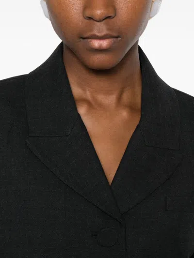 Self-portrait Grey Wool Collared Jacket Jackets Grey In Black