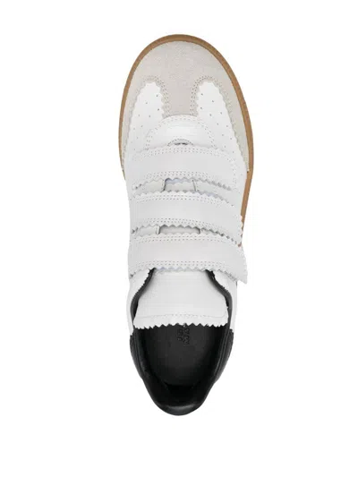 Isabel Marant Beth Logo Velcro Straps In White Leather And Suede